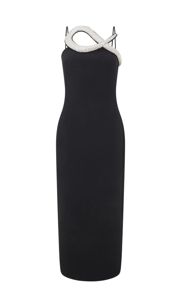 DIAMOND MIDI DRESS IN BLACK