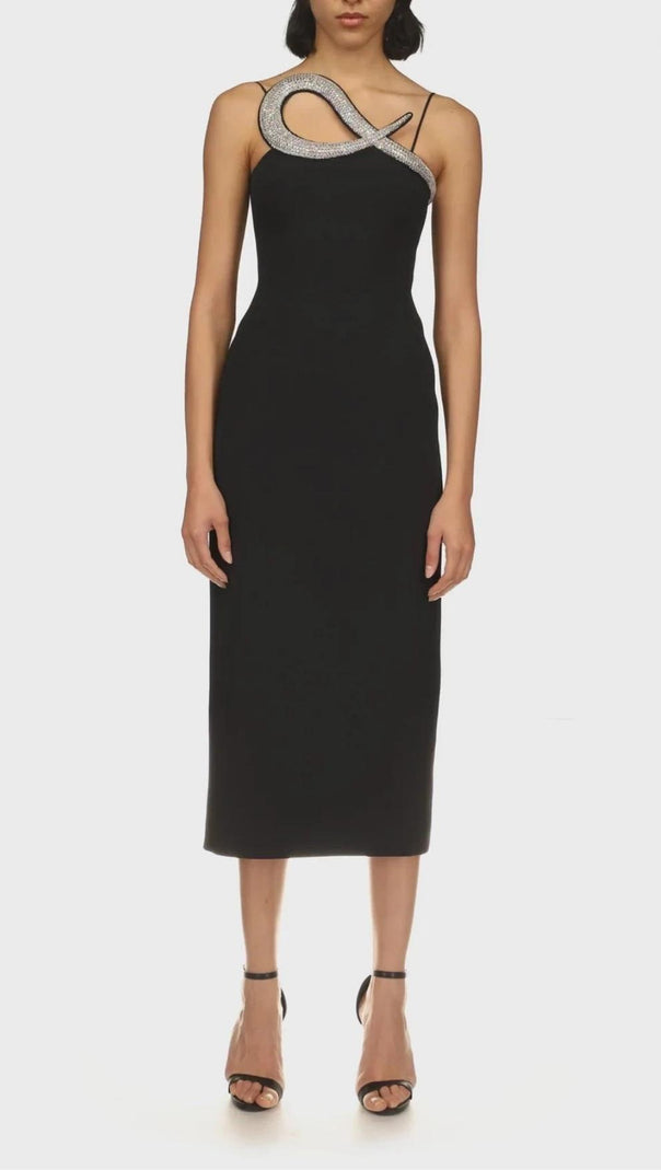 AIIZIE DIAMOND MIDI DRESS IN BLACK - product image