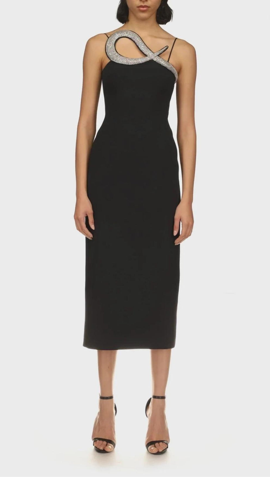 DIAMOND MIDI DRESS IN BLACK