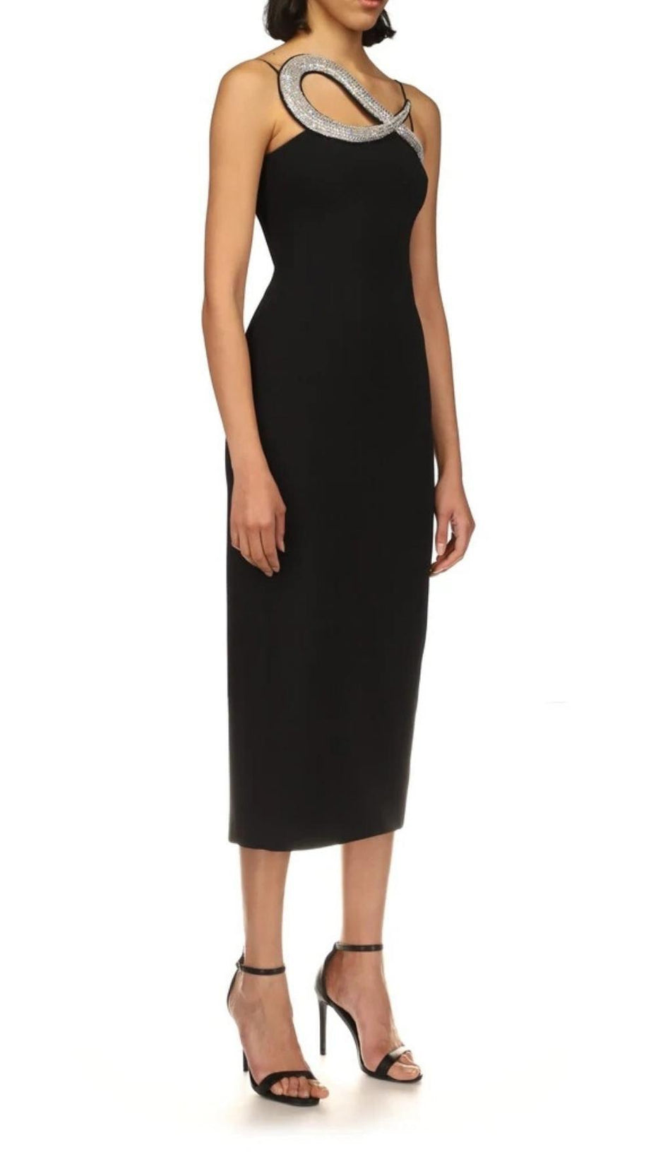 DIAMOND MIDI DRESS IN BLACK
