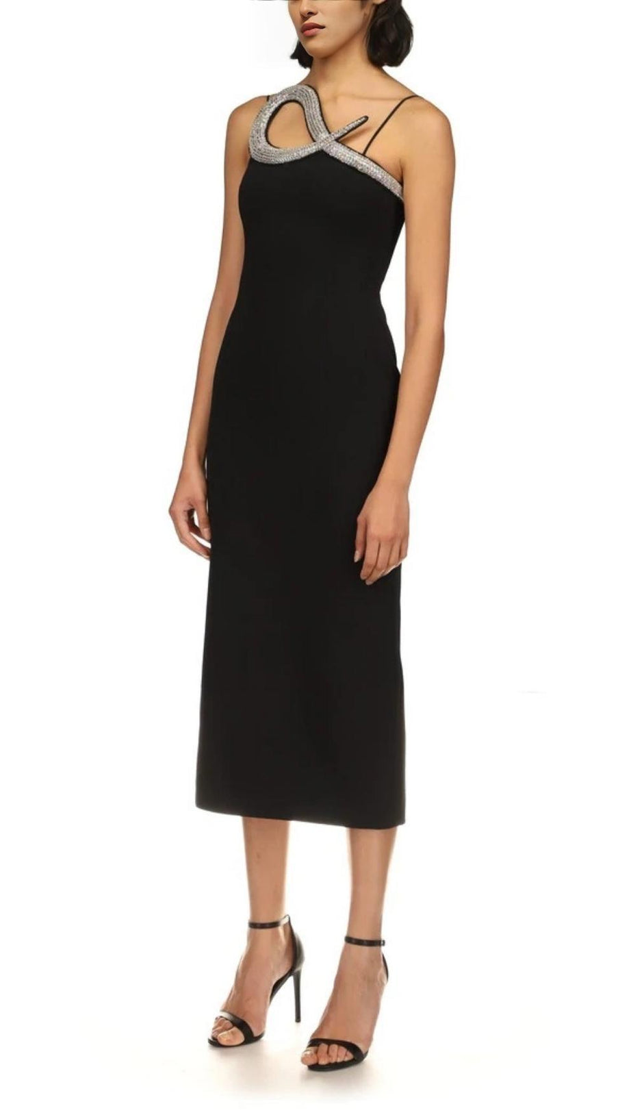 DIAMOND MIDI DRESS IN BLACK