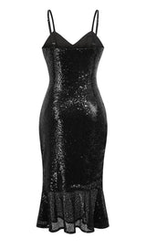 SEQUINS MIDI DRESS IN BLACK