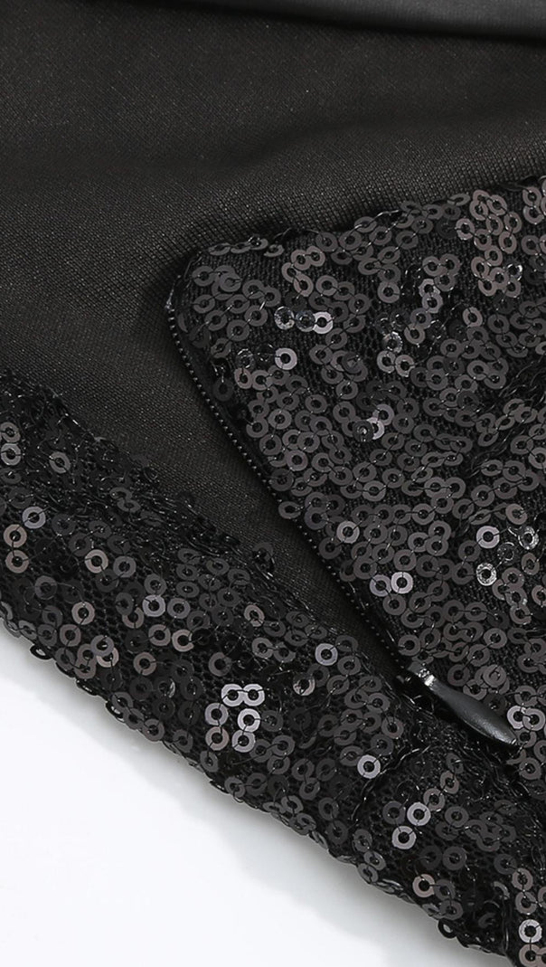 AIIZIE SEQUINS MIDI DRESS IN BLACK - product image