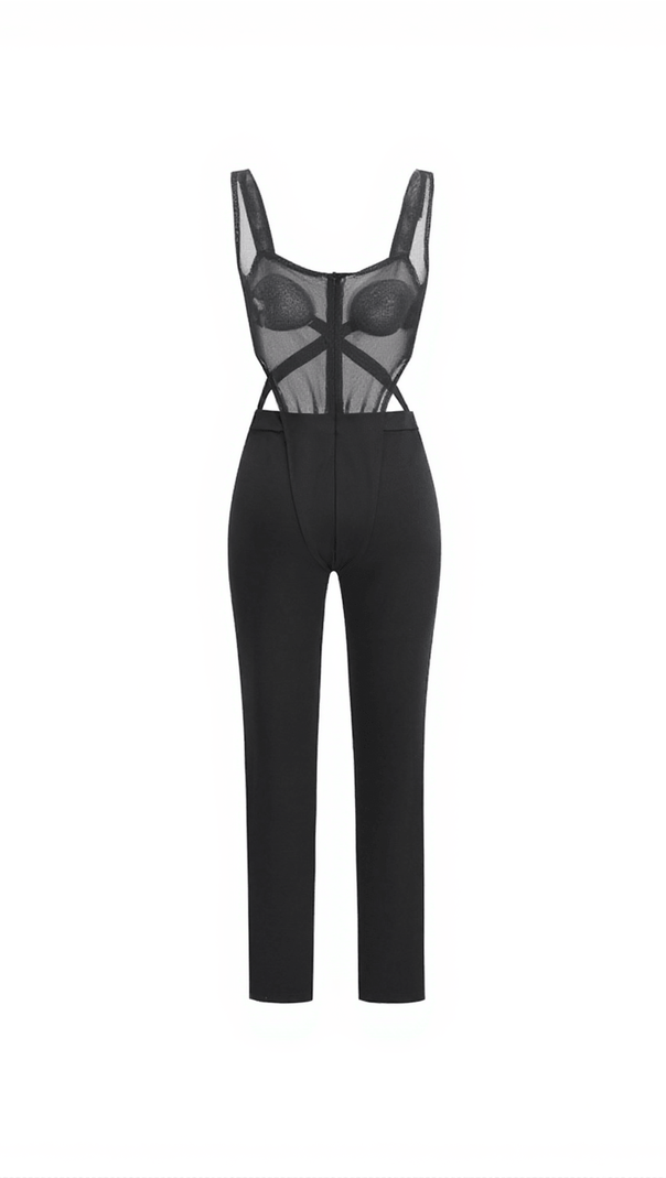 AIIZIE DEVORAH PATCHWORK MESH JUMPSUIT - product image