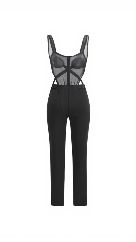 Devorah Patchwork-Overall aus Netzstoff