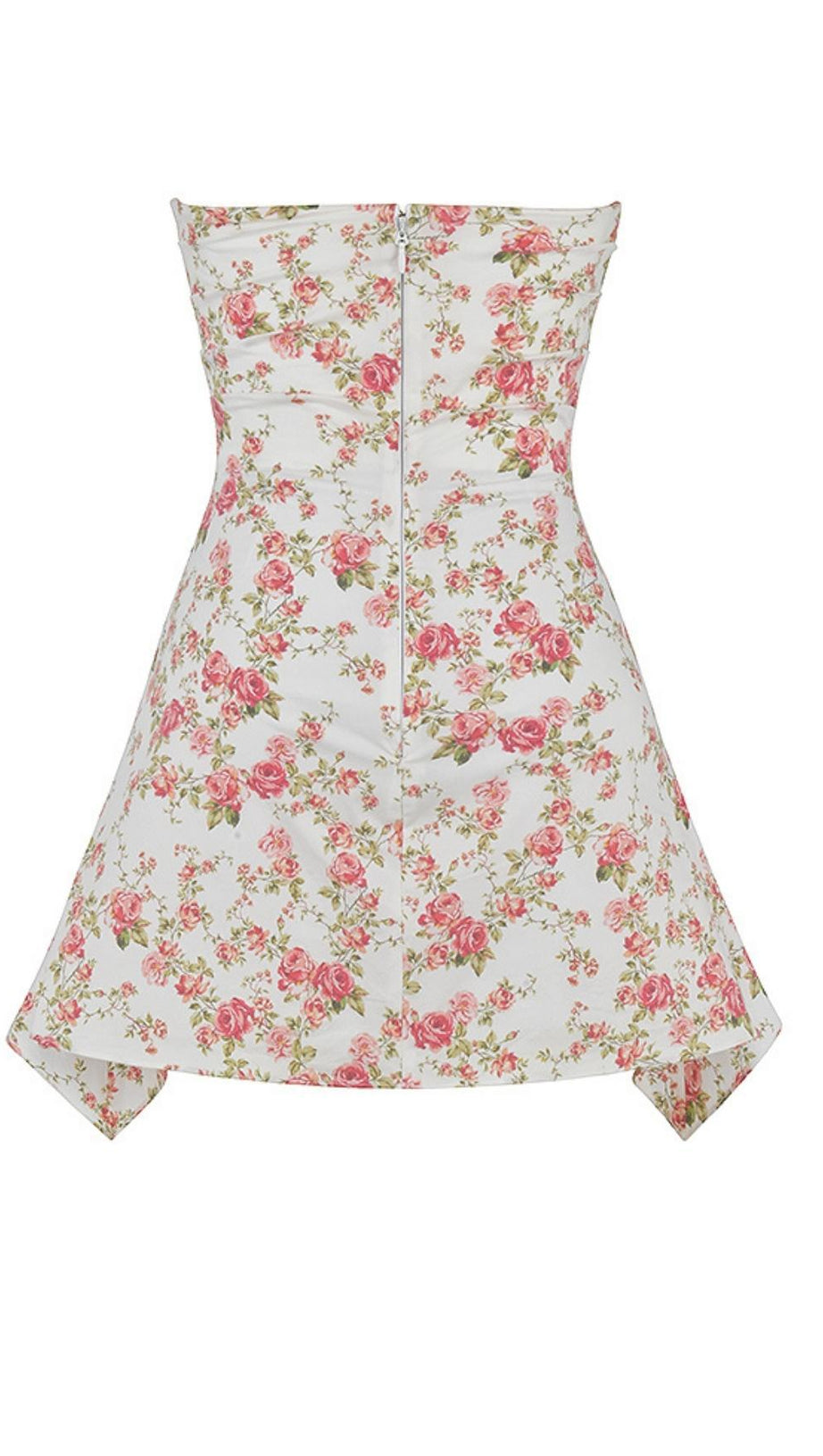 ROSE PRINT SATIN MINI DRESS