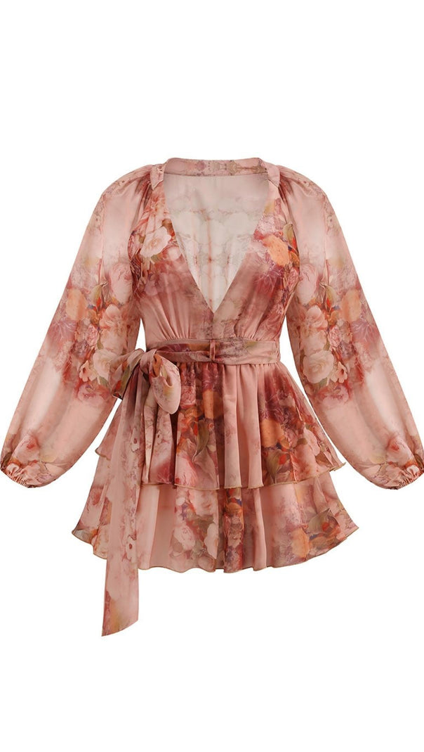 AIIZIE PRINTED MINI DRESS IN PINK - product image
