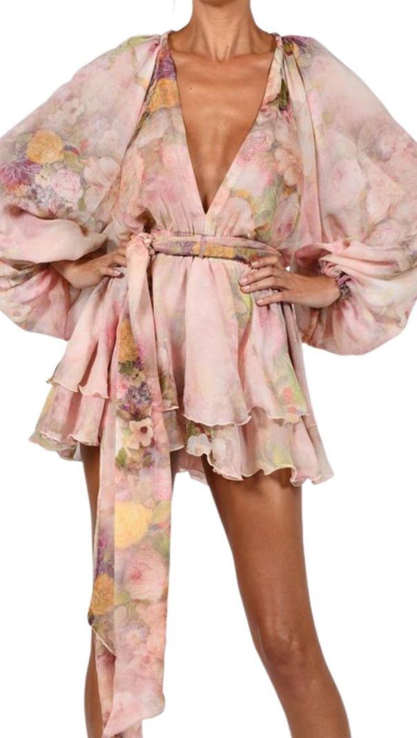 AIIZIE PRINTED MINI DRESS IN PINK - product image