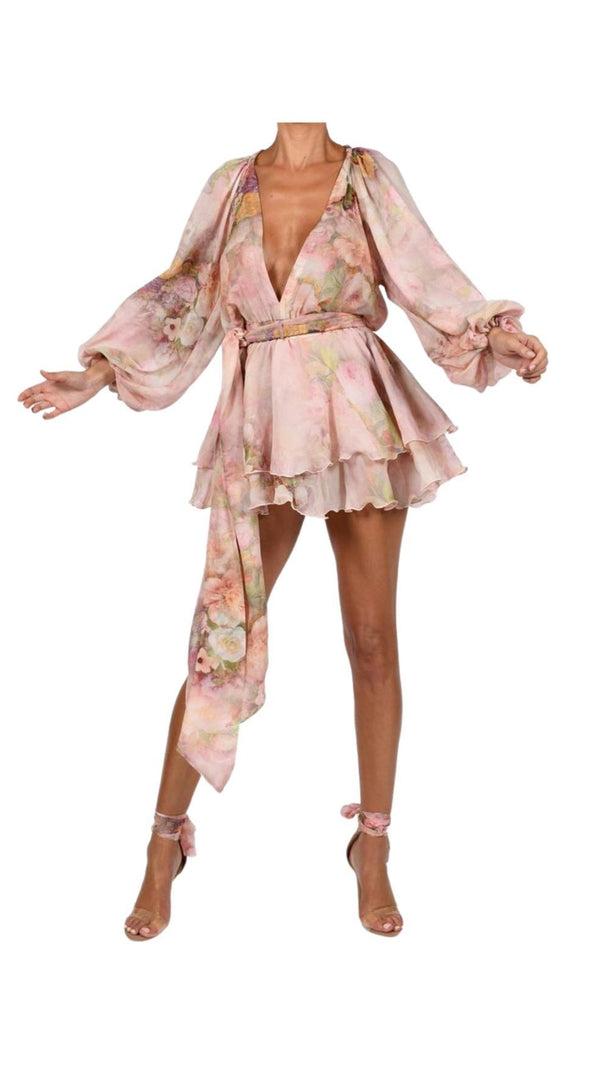 AIIZIE PRINTED MINI DRESS IN PINK - product image