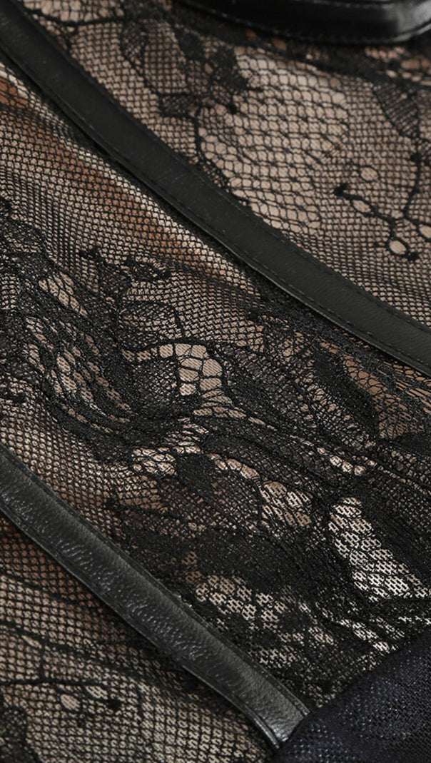 AIIZIE LACE PRINTED MIDI DRESS IN BLACK - product image
