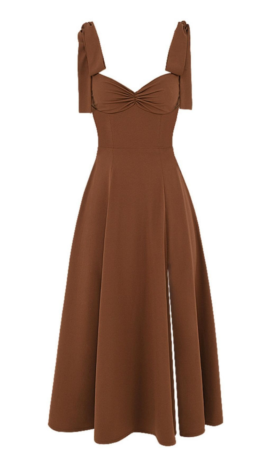 Geteiltes Maxikleid in Braun