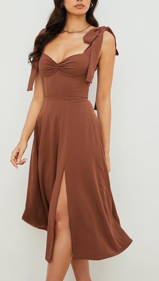 AIIZIE SPLIT MAXI DRESS IN BROWN - product image
