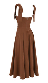 SPLIT MAXI DRESS IN BROWN