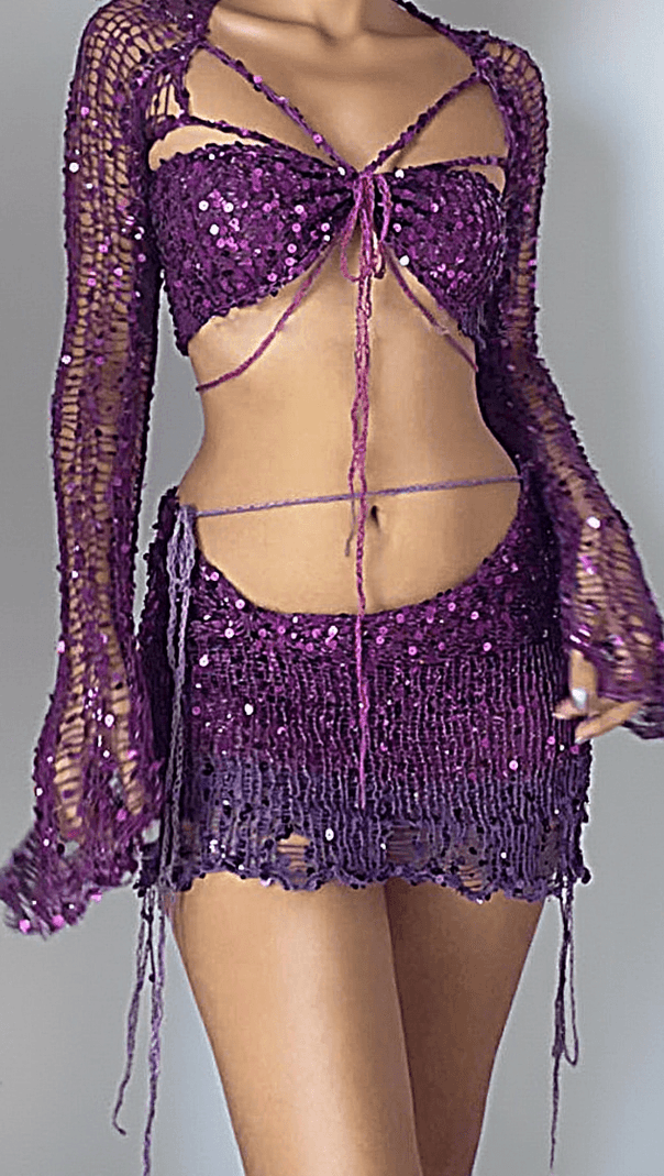 AIIZIE DANAE SEQUIN CROCHET 3 PIECES SETS - product image