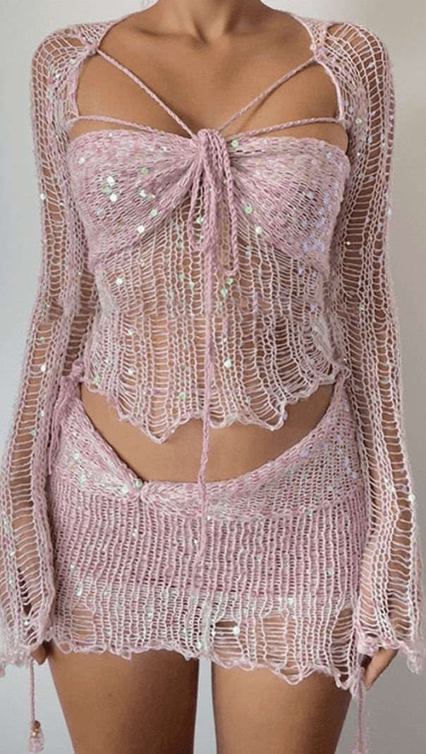 AIIZIE DANAE SEQUIN CROCHET 3 PIECES SETS - product image