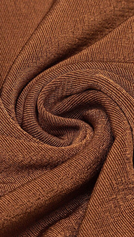 BROWN PLUS SIZE V NECK SLIT BODYCON DRESS