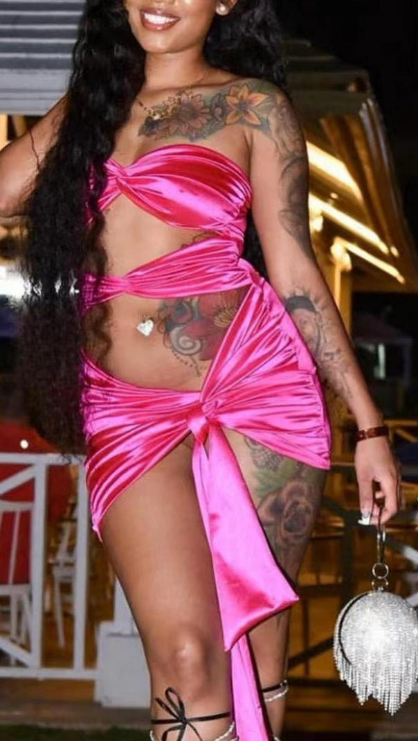AIIZIE STRAPLESS MINI DRESS IN PINK - product image