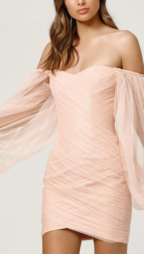 AIIZIE LONG SLEEVE MINI DRESS IN PINK - product image