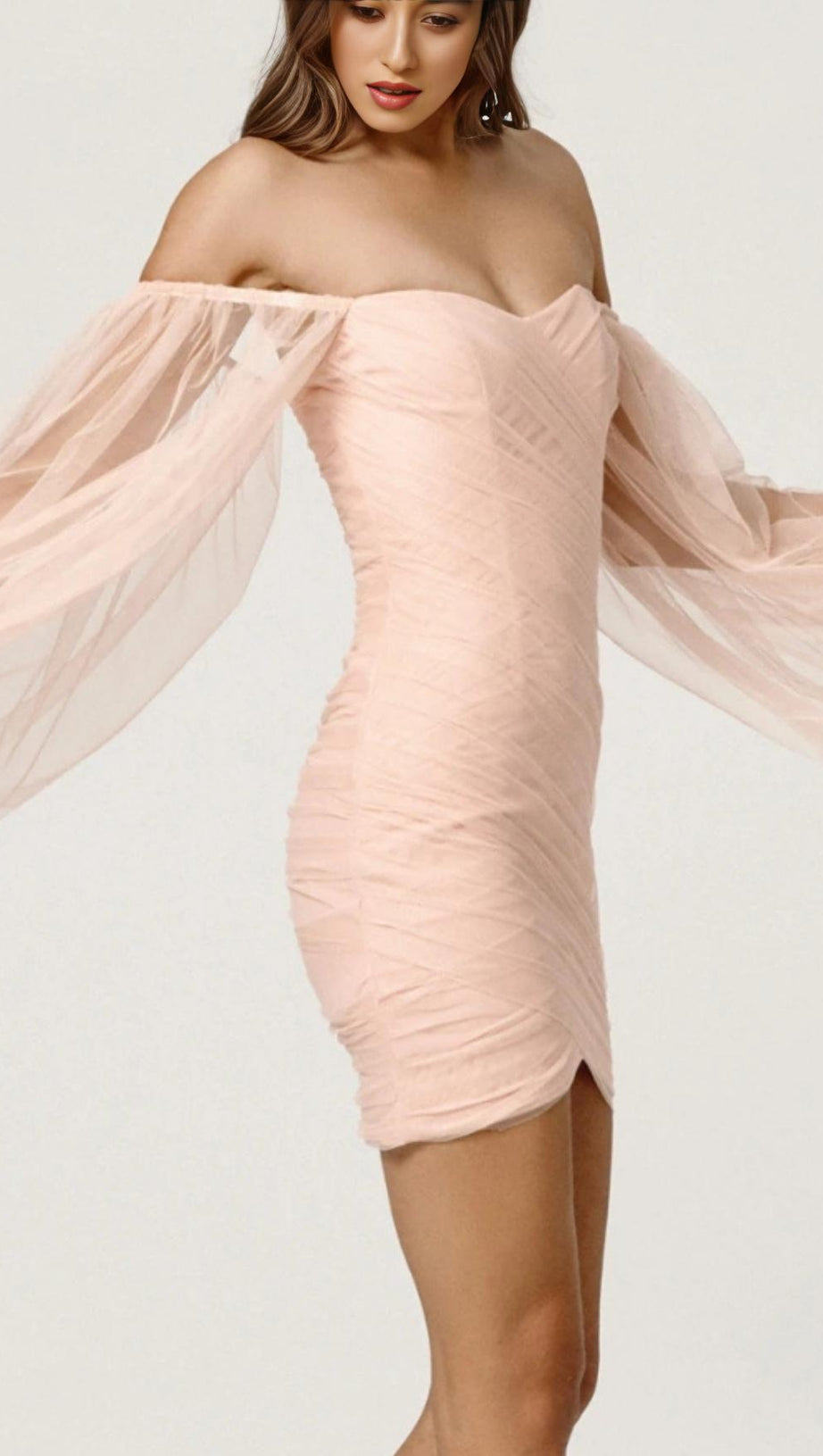 LONG SLEEVE MINI DRESS IN PINK