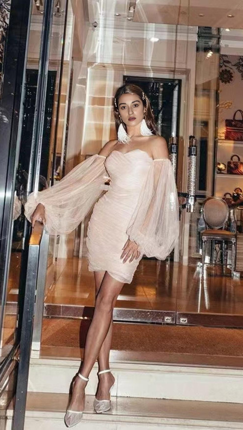 LONG SLEEVE MINI DRESS IN PINK