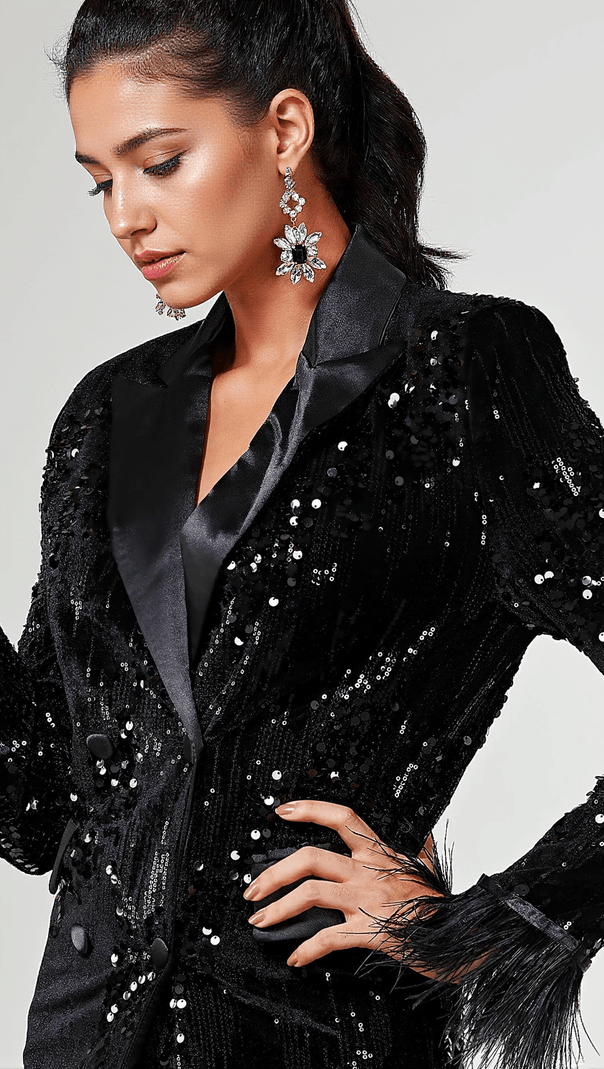 AIIZIE ALIYAH BLACK GEMSTONE CRYSTAL EARRINGS - product image