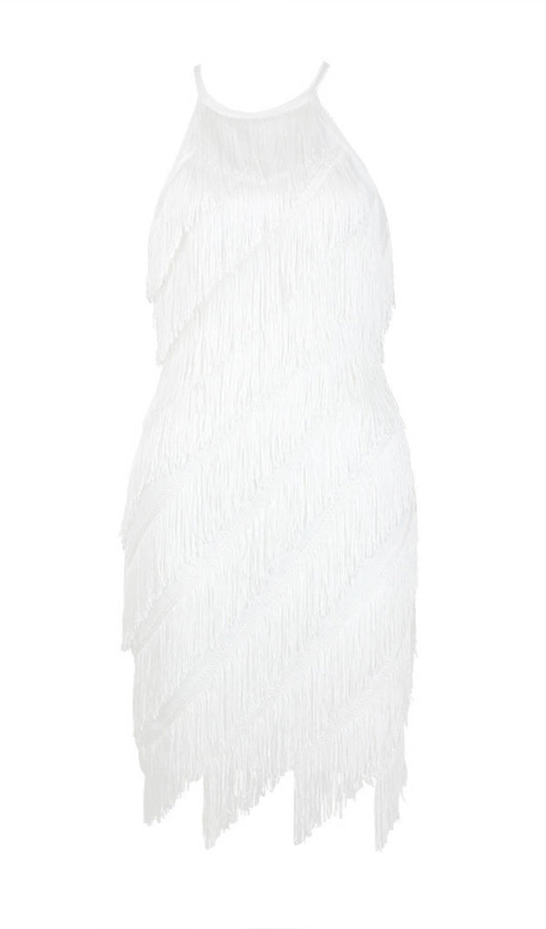 TASSELS MIDI DRESS IN WHITE