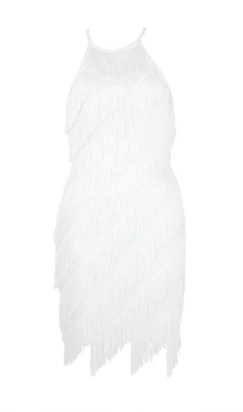 TASSELS MIDI DRESS IN WHITE