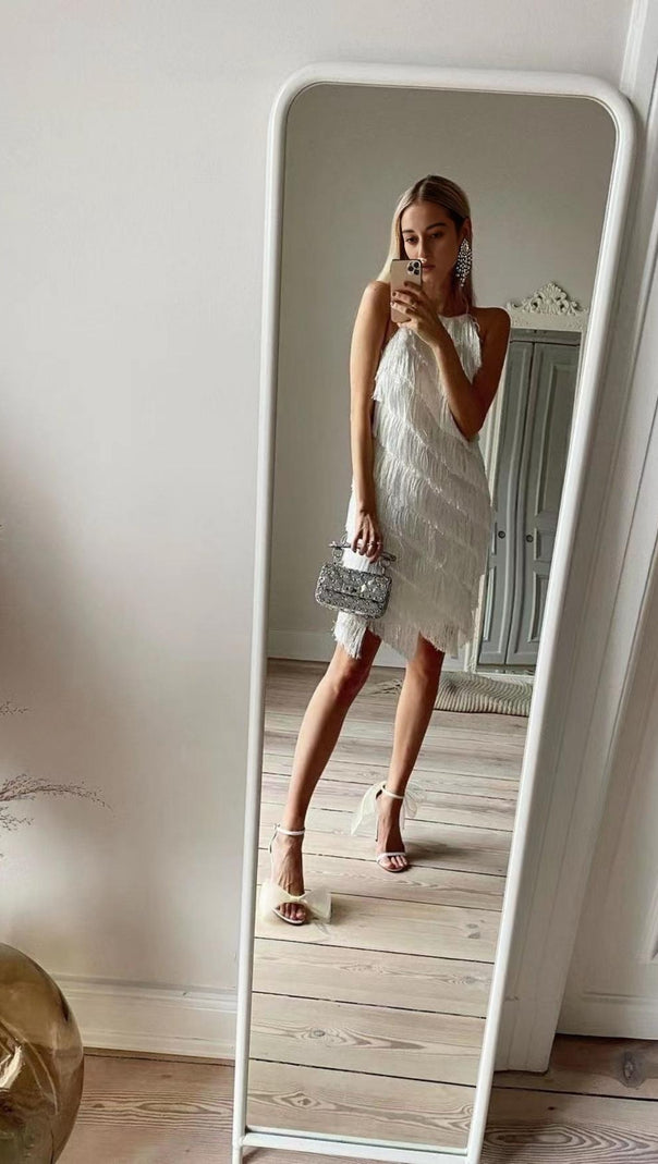 AIIZIE TASSELS MIDI DRESS IN WHITE - product image