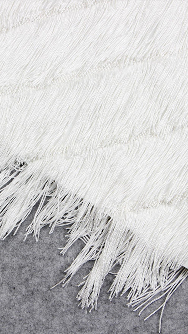 AIIZIE TASSELS MIDI DRESS IN WHITE - product image