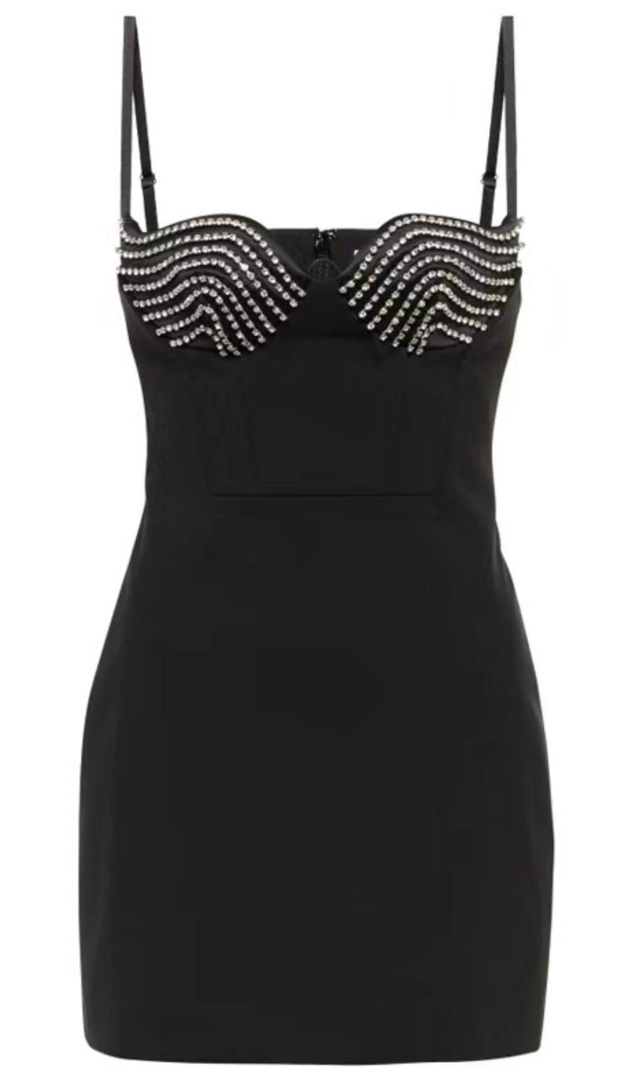 MINI ABITO CON SPALLINE NERO
