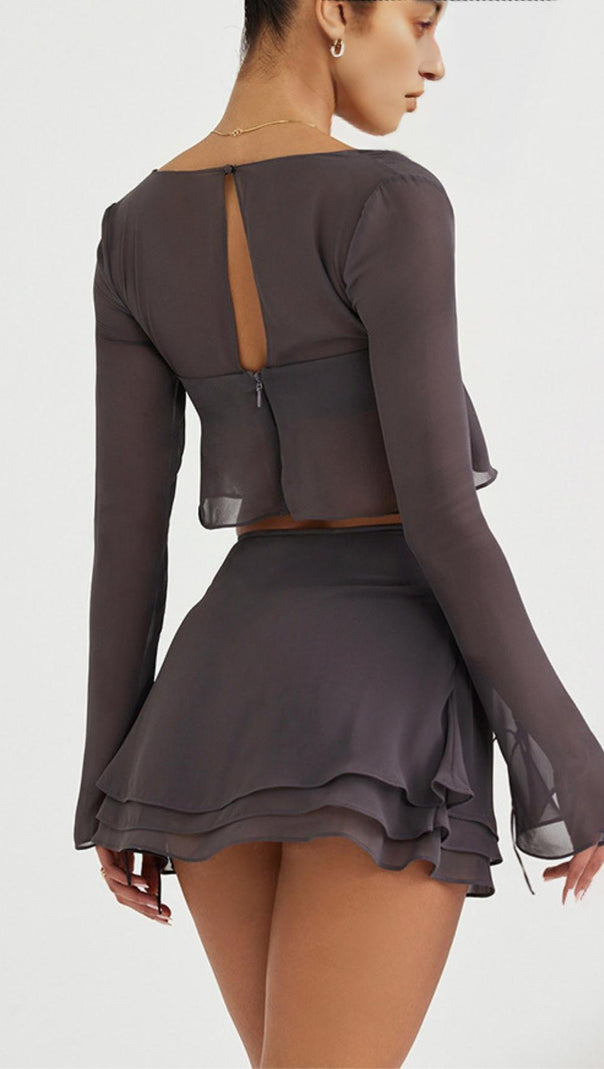 AIIZIE CHIFFON SUIT IN GREY - product image