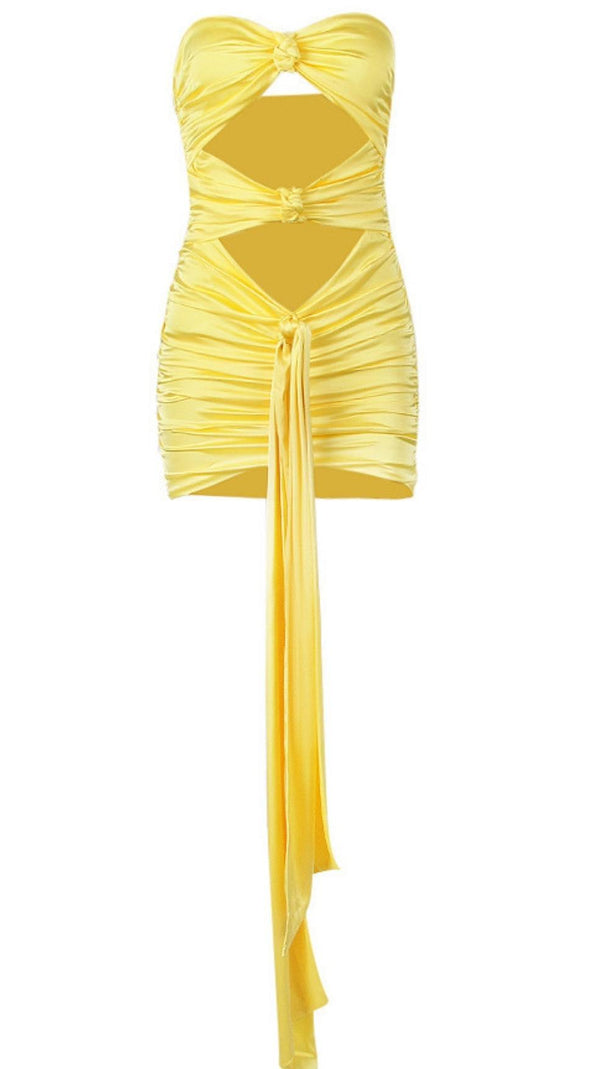 AIIZIE STRAPLESS MINI DRESS IN YELLOW - product image
