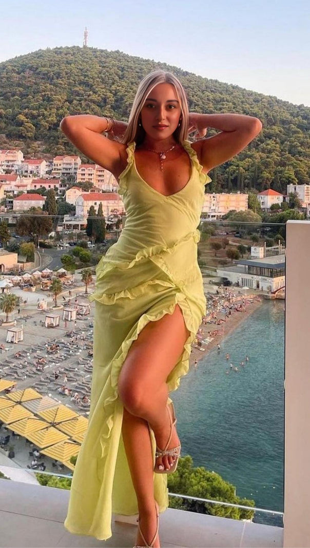 AIIZIE SPLIT MAXI DRESS IN GREEN - product image
