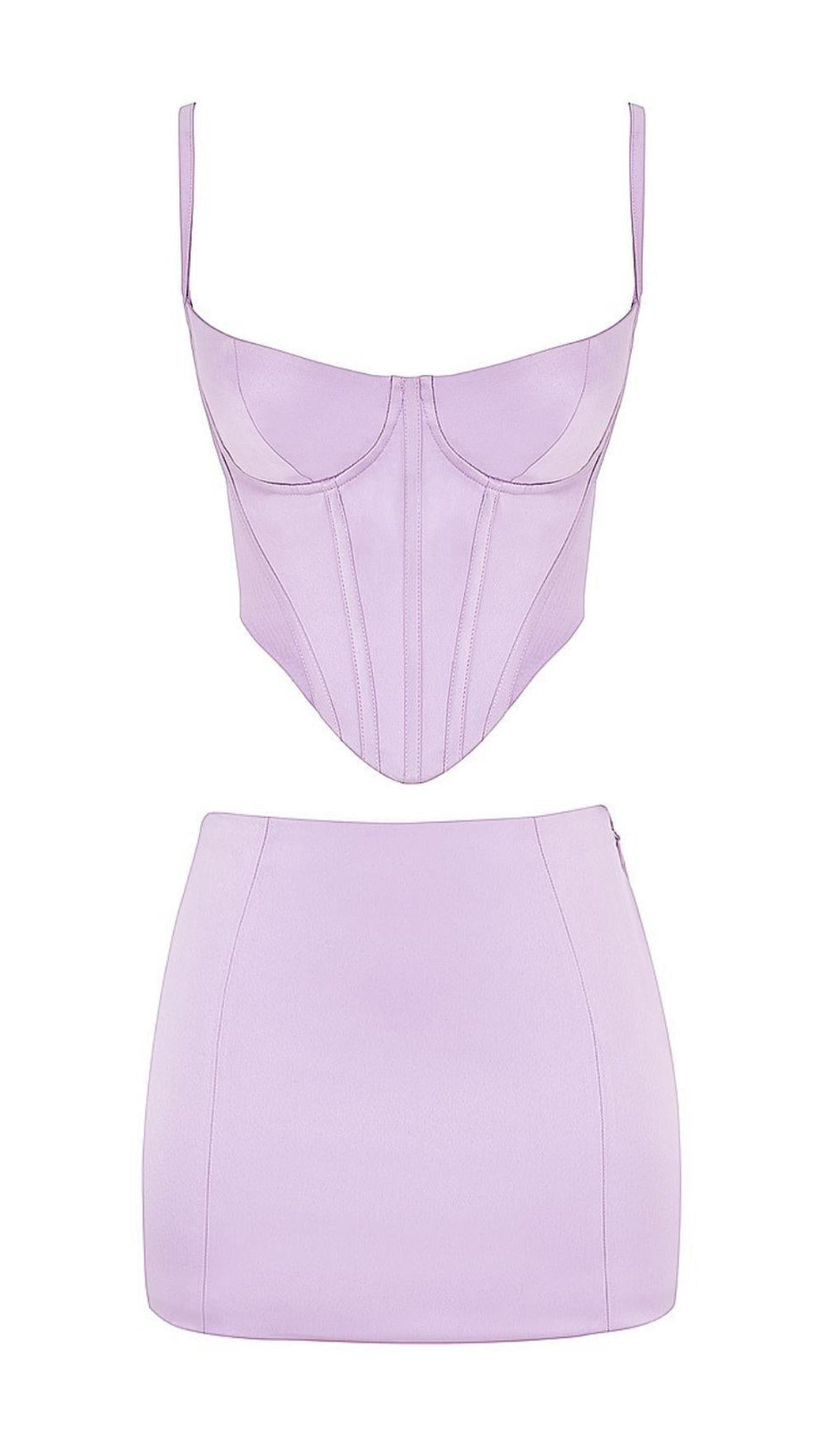 SATIN-KORSETT ZWEITEILIGES SET IN LILA