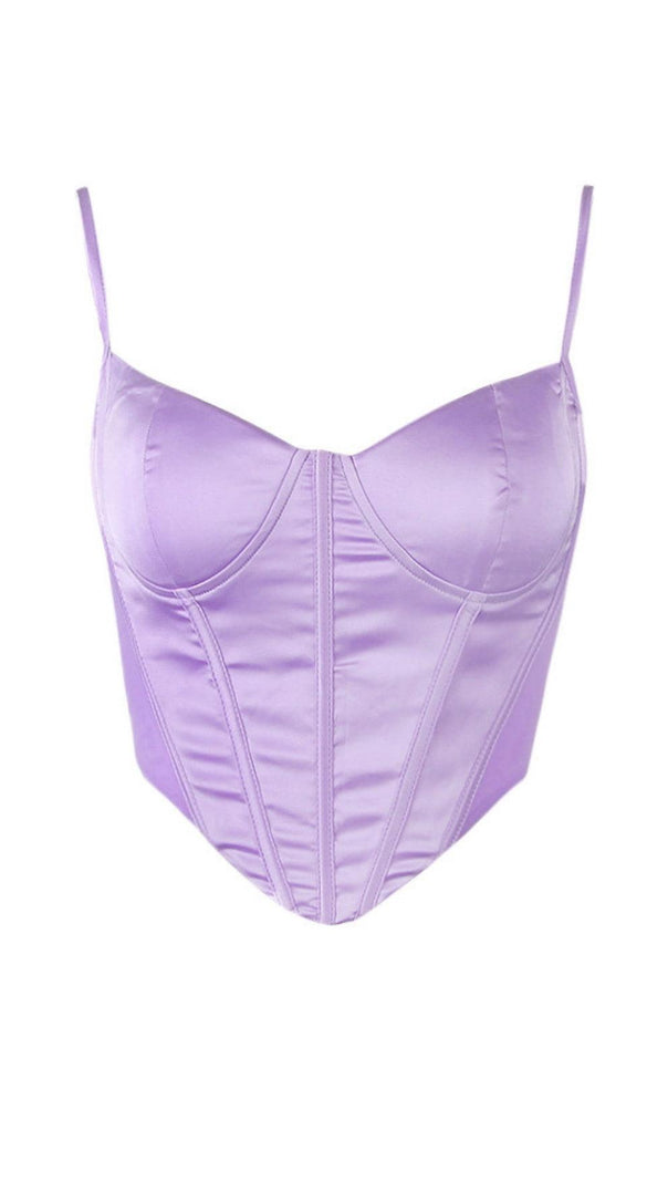 AIIZIE SATIN CORSET TWO PIECE SET IN PURPLE - product image