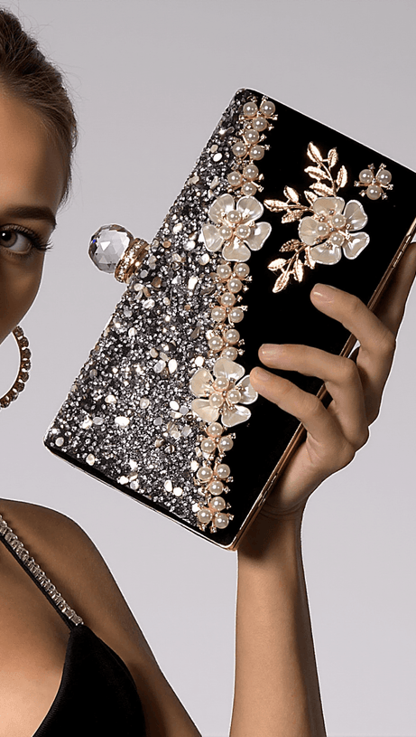 Cora Clutch aus Samt mit Blumenmuster