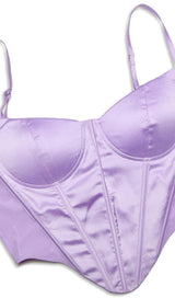 SATIN CORSET TWO PIECE SET IN PURPLE