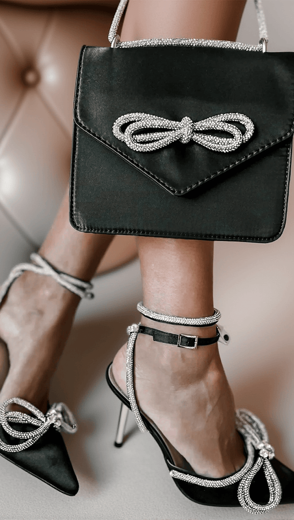 AIIZIE CRESSIDA RHINESTONES BOW BACK HEEL SHOES - product image