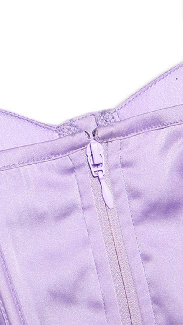Satin Corset Two Piece Set in Purple