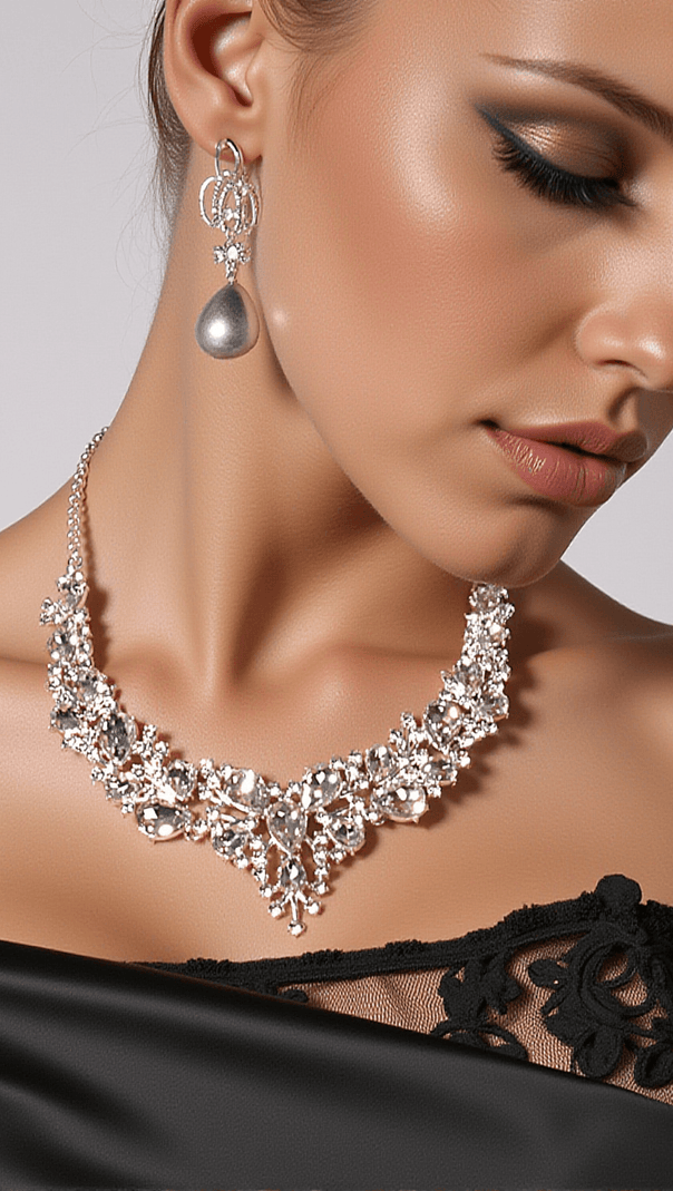 AIIZIE WENDY RHINESTONE CUBIC NECKLACE WITH EARRINGS - product image