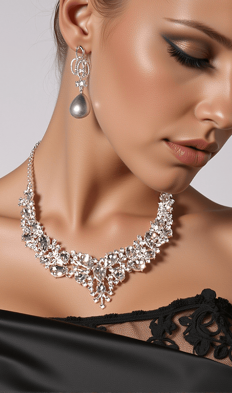 Collana cubica con strass Wendy e orecchini