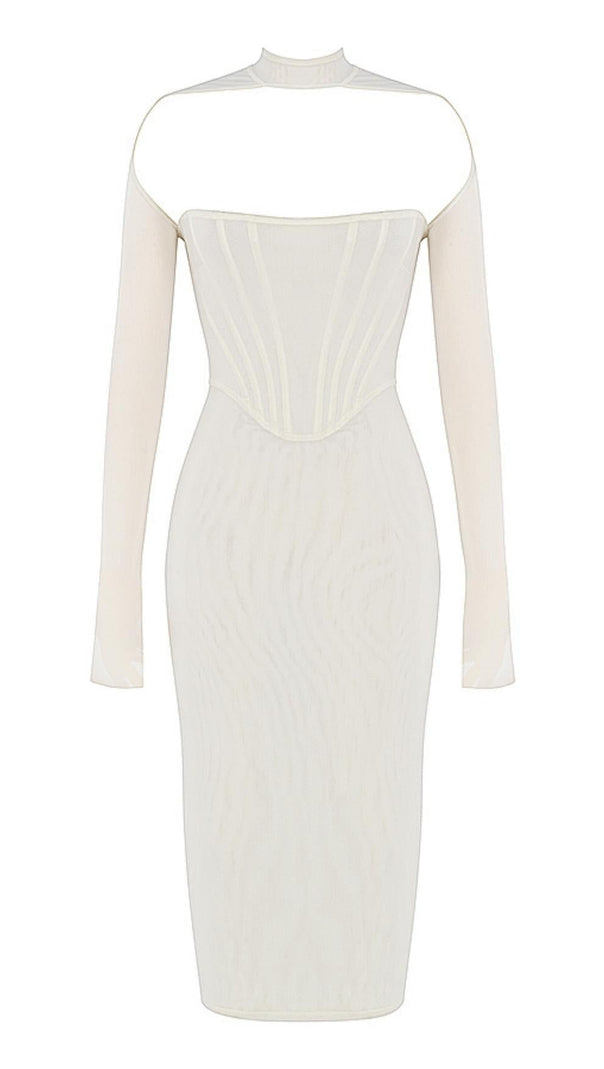 AIIZIE MESH CORSET MIDI DRESS IN WHITE - product image