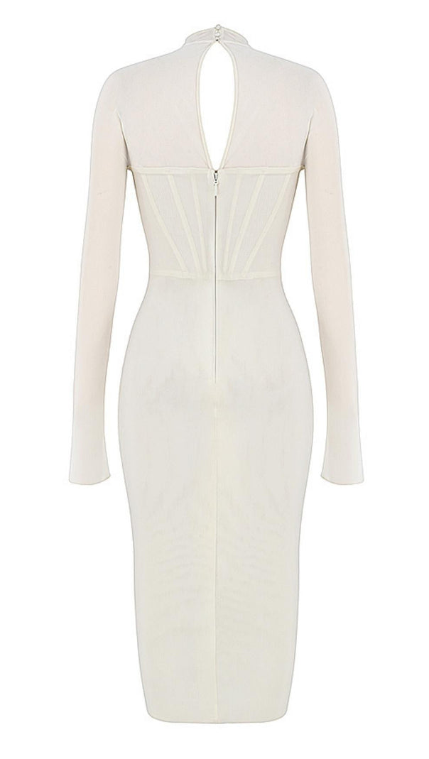 AIIZIE MESH CORSET MIDI DRESS IN WHITE - product image