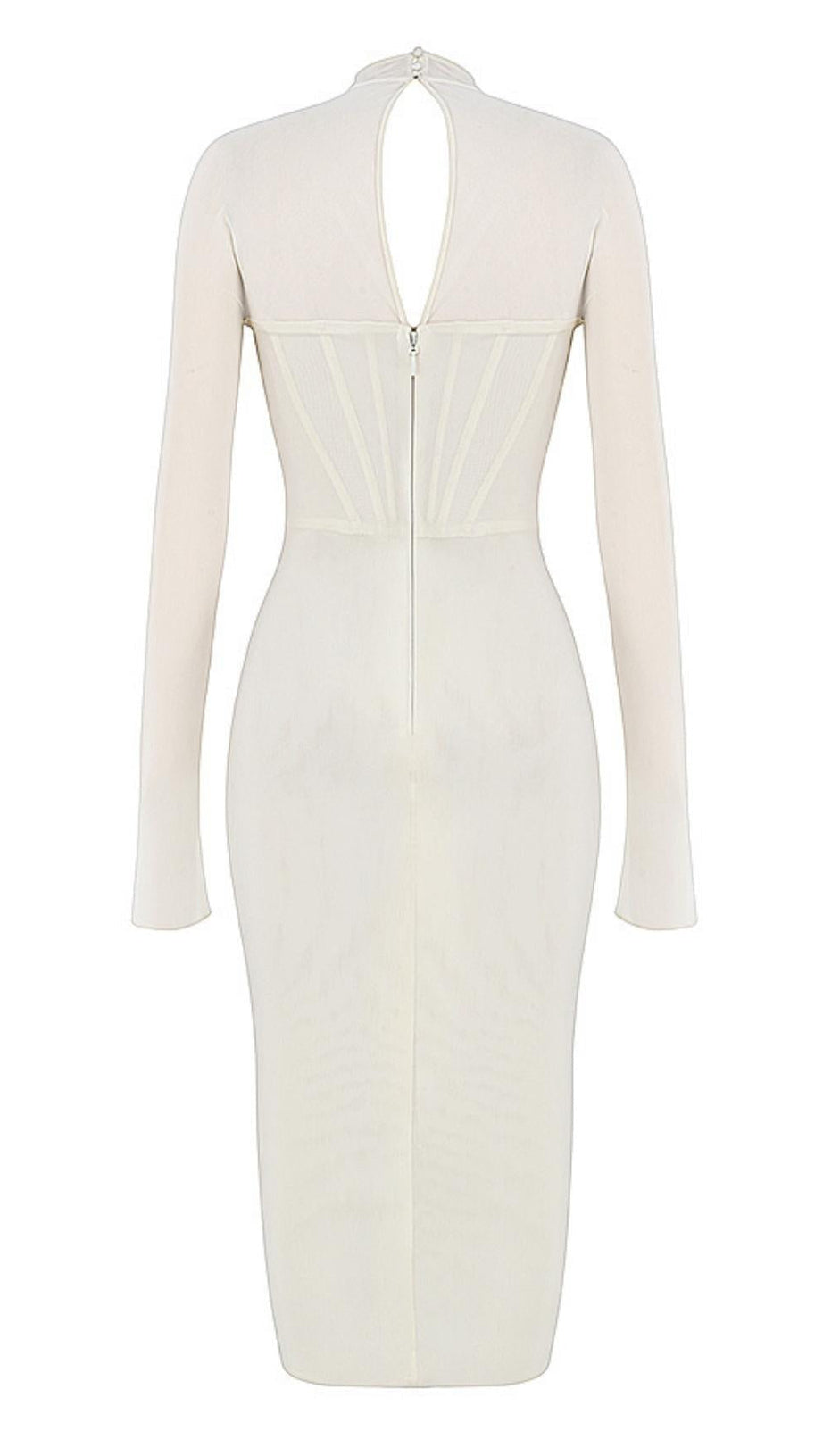 MESH CORSET MIDI DRESS IN WHITE