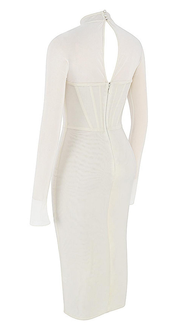 AIIZIE MESH CORSET MIDI DRESS IN WHITE - product image