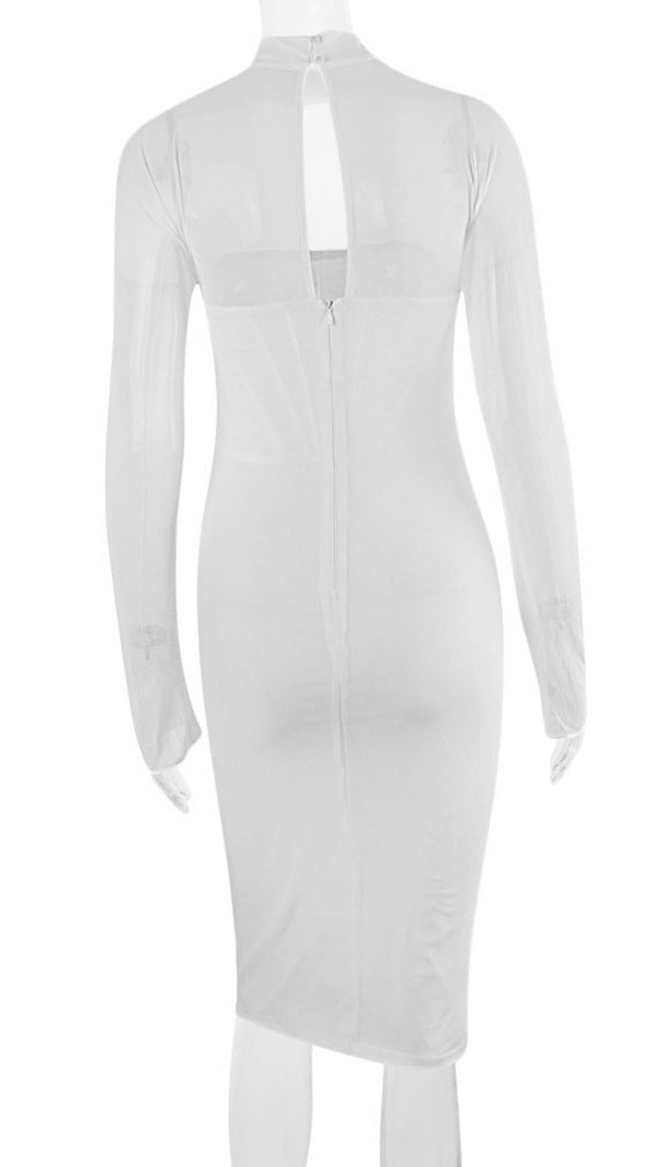 AIIZIE MESH CORSET MIDI DRESS IN WHITE - product image