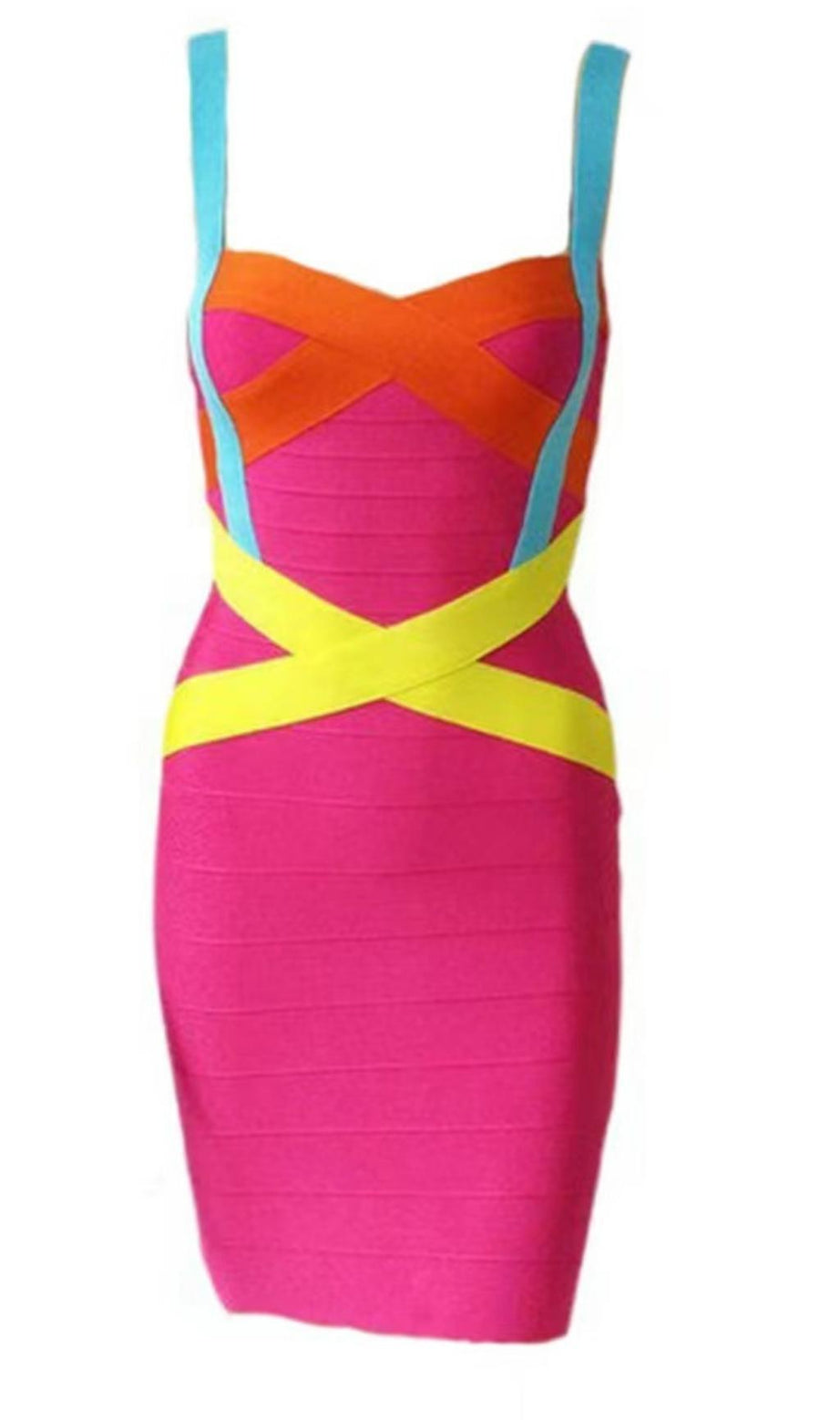 BANDAGE-MIDIKLEID IN ROSA