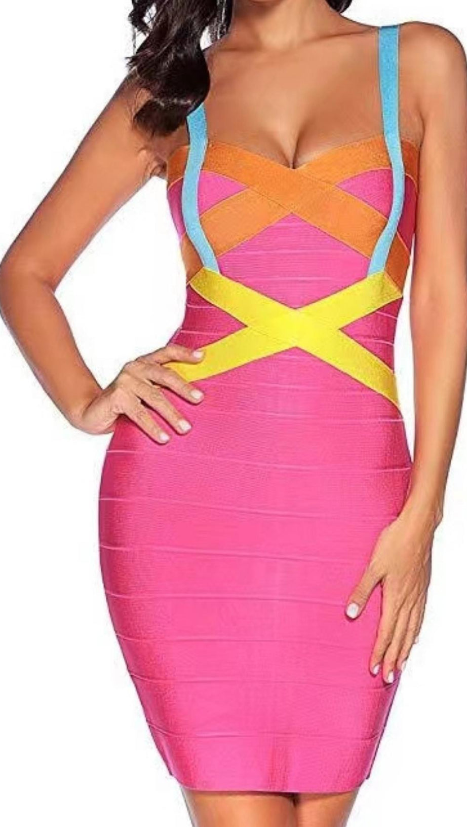 BANDAGE MIDI DRESS IN PINK