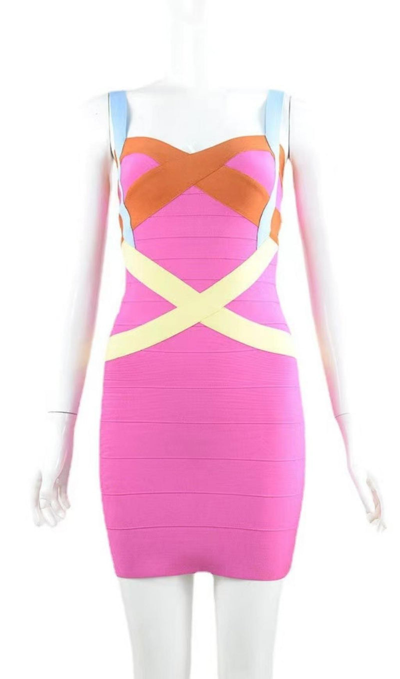 BANDAGE MIDI DRESS IN PINK