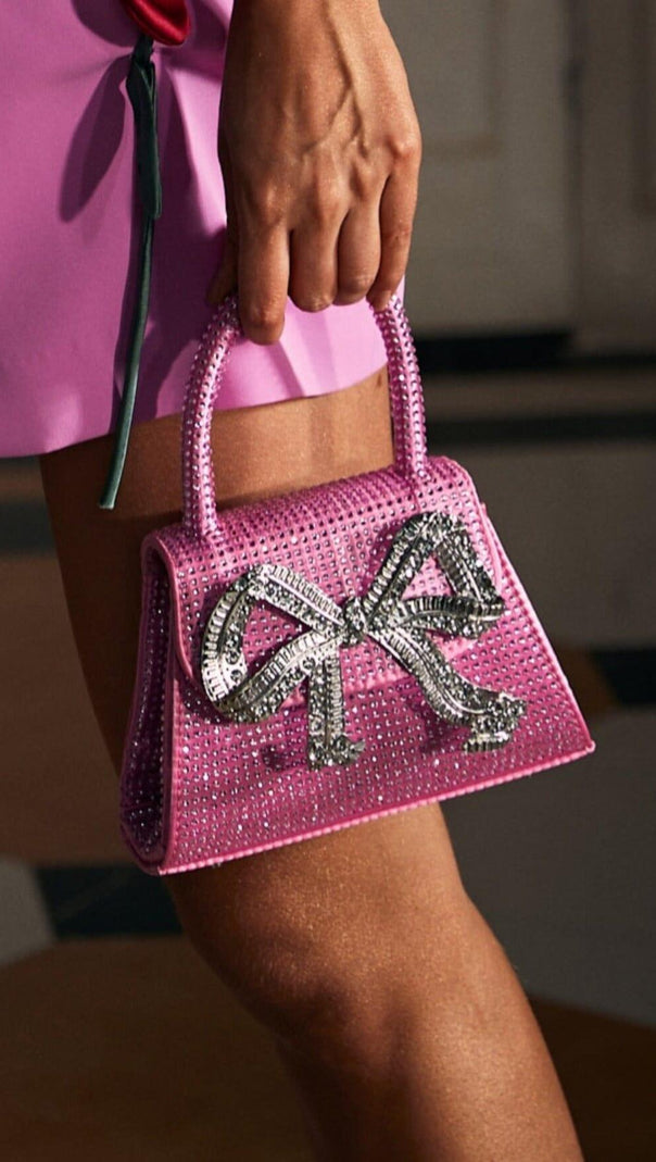 AIIZIE BOW EMBELLISHED MINI TOTE BAG IN PINK - product image